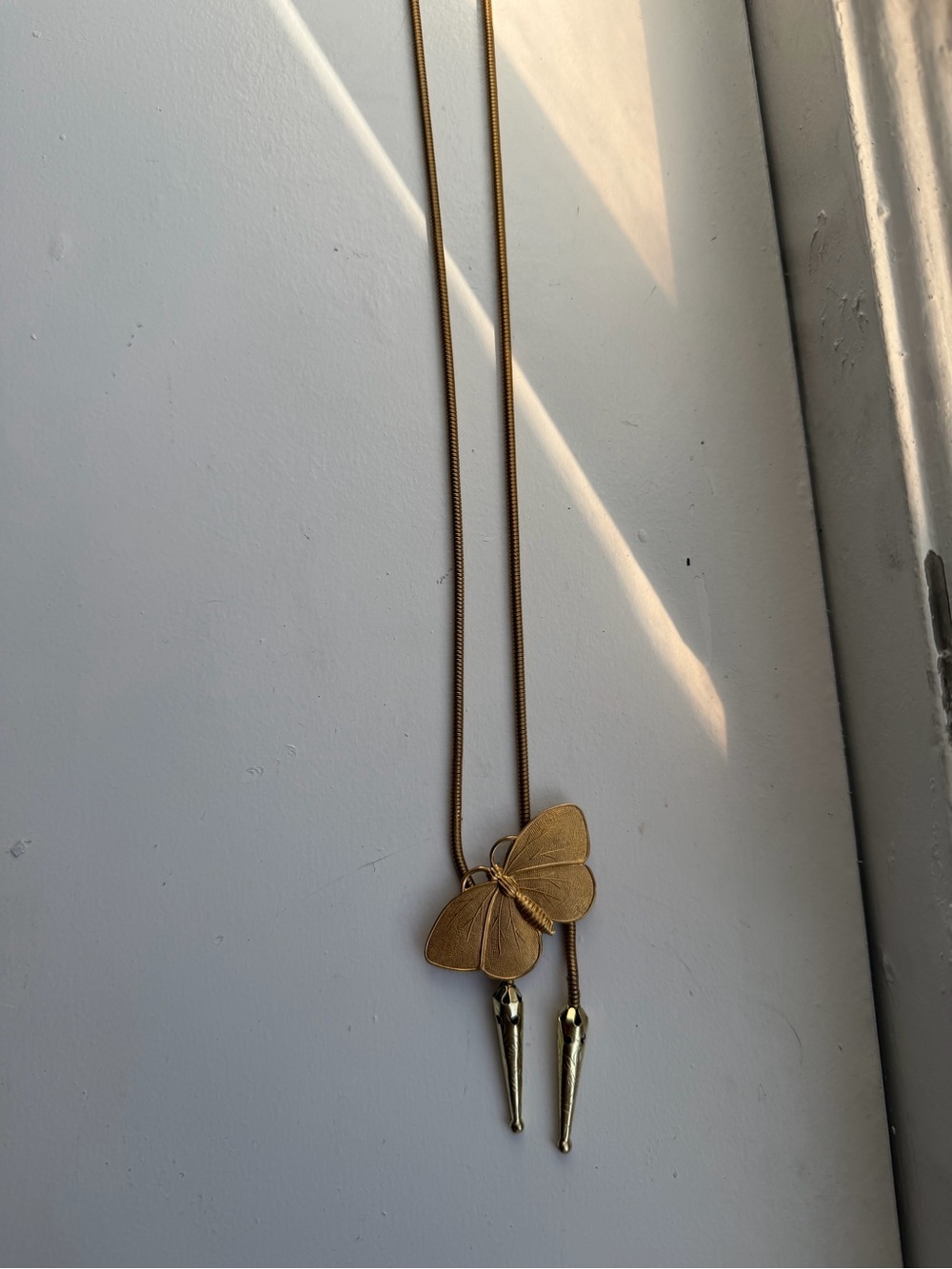 Gold Butterfly Bolo Tie Necklace - Picture 3 of 3